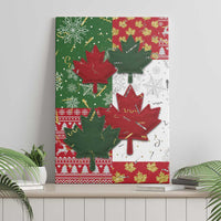 Canada Christmas Canvas Wall Art Maple Leaves Patchwork Style - Wonder Print Shop