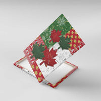 Canada Christmas Canvas Wall Art Maple Leaves Patchwork Style - Wonder Print Shop