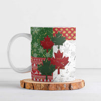 Canada Christmas Ceramic Mug Maple Leaves Patchwork Style - Wonder Print Shop