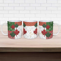Canada Christmas Ceramic Mug Maple Leaves Patchwork Style - Wonder Print Shop
