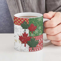 Canada Christmas Ceramic Mug Maple Leaves Patchwork Style - Wonder Print Shop
