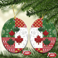 Canada Christmas Ceramic Ornament Maple Leaves Patchwork Style - Wonder Print Shop