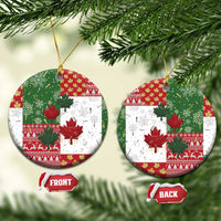 Canada Christmas Ceramic Ornament Maple Leaves Patchwork Style - Wonder Print Shop