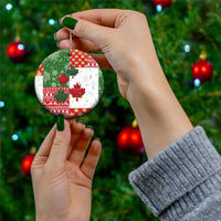 Canada Christmas Ceramic Ornament Maple Leaves Patchwork Style - Wonder Print Shop
