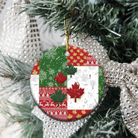 Canada Christmas Ceramic Ornament Maple Leaves Patchwork Style - Wonder Print Shop