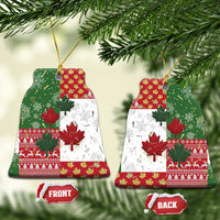 Canada Christmas Ceramic Ornament Maple Leaves Patchwork Style - Wonder Print Shop