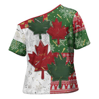 Canada Christmas Cross Shoulder Shirt Maple Leaves Patchwork Style - Wonder Print Shop