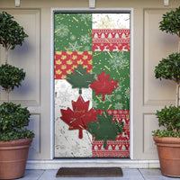 Canada Christmas Door Cover Maple Leaves Patchwork Style - Wonder Print Shop