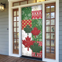 Canada Christmas Door Cover Maple Leaves Patchwork Style - Wonder Print Shop