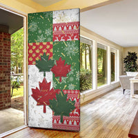 Canada Christmas Door Cover Maple Leaves Patchwork Style - Wonder Print Shop