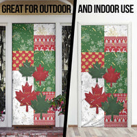 Canada Christmas Door Cover Maple Leaves Patchwork Style - Wonder Print Shop