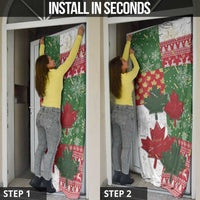 Canada Christmas Door Cover Maple Leaves Patchwork Style - Wonder Print Shop
