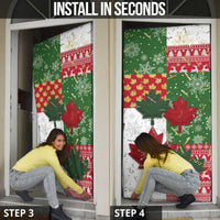 Canada Christmas Door Cover Maple Leaves Patchwork Style - Wonder Print Shop