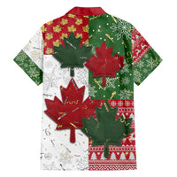 Canada Christmas Family Matching Off Shoulder Short Dress and Hawaiian Shirt Maple Leaves Patchwork Style - Wonder Print Shop