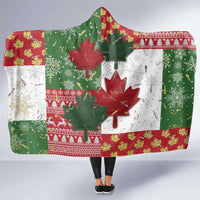 Canada Christmas Hooded Blanket Maple Leaves Patchwork Style - Wonder Print Shop