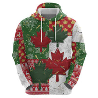 Canada Christmas Hoodie Maple Leaves Patchwork Style - Wonder Print Shop