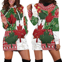 Canada Christmas Hoodie Dress Maple Leaves Patchwork Style - Wonder Print Shop