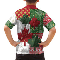 Canada Christmas Kid Hawaiian Shirt Maple Leaves Patchwork Style - Wonder Print Shop