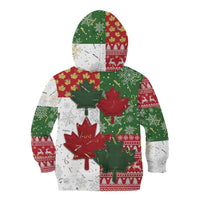 Canada Christmas Kid Hoodie Maple Leaves Patchwork Style - Wonder Print Shop