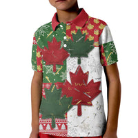 Canada Christmas Kid Polo Shirt Maple Leaves Patchwork Style - Wonder Print Shop