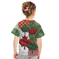 Canada Christmas Kid T Shirt Maple Leaves Patchwork Style - Wonder Print Shop