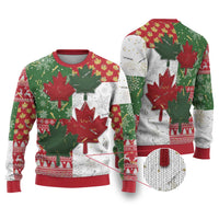 Canada Christmas Ugly Christmas Sweater Maple Leaves Patchwork Style - Wonder Print Shop