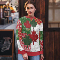 Canada Christmas Ugly Christmas Sweater Maple Leaves Patchwork Style - Wonder Print Shop