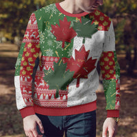 Canada Christmas Ugly Christmas Sweater Maple Leaves Patchwork Style - Wonder Print Shop
