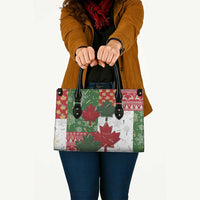 Canada Christmas Leather Bag Maple Leaves Patchwork Style - Wonder Print Shop