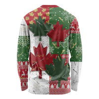 Canada Christmas Long Sleeve Shirt Maple Leaves Patchwork Style - Wonder Print Shop