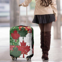 Canada Christmas Luggage Cover Maple Leaves Patchwork Style - Wonder Print Shop