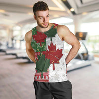 Canada Christmas Men Tank Top Maple Leaves Patchwork Style - Wonder Print Shop