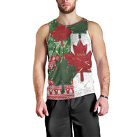 Canada Christmas Men Tank Top Maple Leaves Patchwork Style - Wonder Print Shop