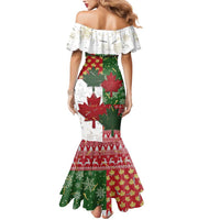 Canada Christmas Mermaid Dress Maple Leaves Patchwork Style - Wonder Print Shop