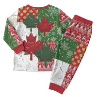 Canada Christmas Pajama Set Maple Leaves Patchwork Style - Wonder Print Shop