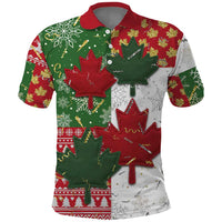 Canada Christmas Polo Shirt Maple Leaves Patchwork Style - Wonder Print Shop