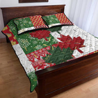 Canada Christmas Quilt Bed Set Maple Leaves Patchwork Style - Wonder Print Shop