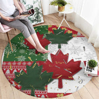 Canada Christmas Round Carpet Maple Leaves Patchwork Style - Wonder Print Shop