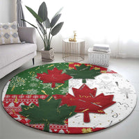 Canada Christmas Round Carpet Maple Leaves Patchwork Style - Wonder Print Shop