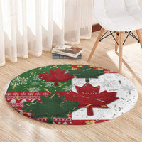 Canada Christmas Round Carpet Maple Leaves Patchwork Style - Wonder Print Shop