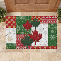 Canada Christmas Rubber Doormat Maple Leaves Patchwork Style - Wonder Print Shop