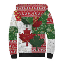 Canada Christmas Sherpa Hoodie Maple Leaves Patchwork Style - Wonder Print Shop