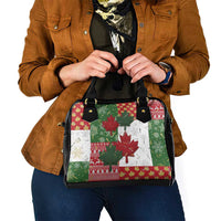 Canada Christmas Shoulder Handbag Maple Leaves Patchwork Style - Wonder Print Shop