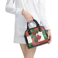 Canada Christmas Shoulder Handbag Maple Leaves Patchwork Style - Wonder Print Shop