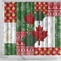 Canada Christmas Shower Curtain Maple Leaves Patchwork Style - Wonder Print Shop