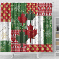 Canada Christmas Shower Curtain Maple Leaves Patchwork Style - Wonder Print Shop