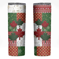 Canada Christmas Skinny Tumbler Maple Leaves Patchwork Style - Wonder Print Shop