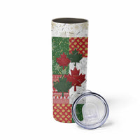 Canada Christmas Skinny Tumbler Maple Leaves Patchwork Style - Wonder Print Shop