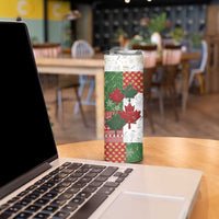 Canada Christmas Skinny Tumbler Maple Leaves Patchwork Style - Wonder Print Shop