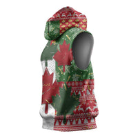 Canada Christmas Sleeveless Hoodie Maple Leaves Patchwork Style - Wonder Print Shop